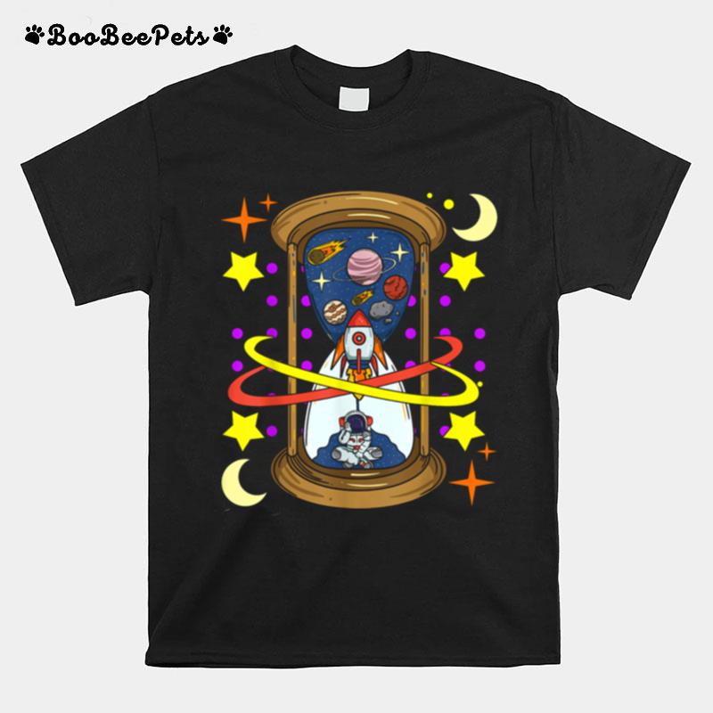 Unique Rocketship Spaceman Galaxy Hourglass Timer In Space T-Shirt