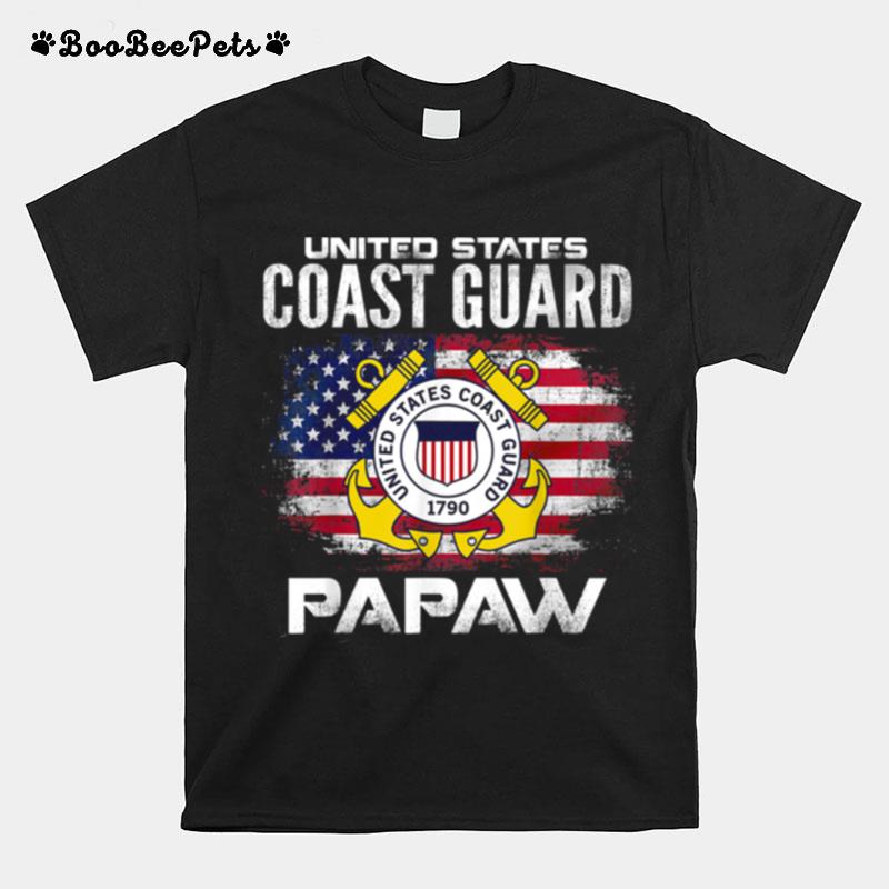 United States Flag American Coast Guard Papaw Veteran Day T-Shirt