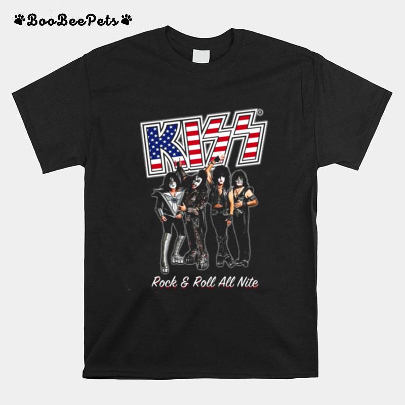 Us Flag Kiss Band Logo Rock And Roll All Night T-Shirt