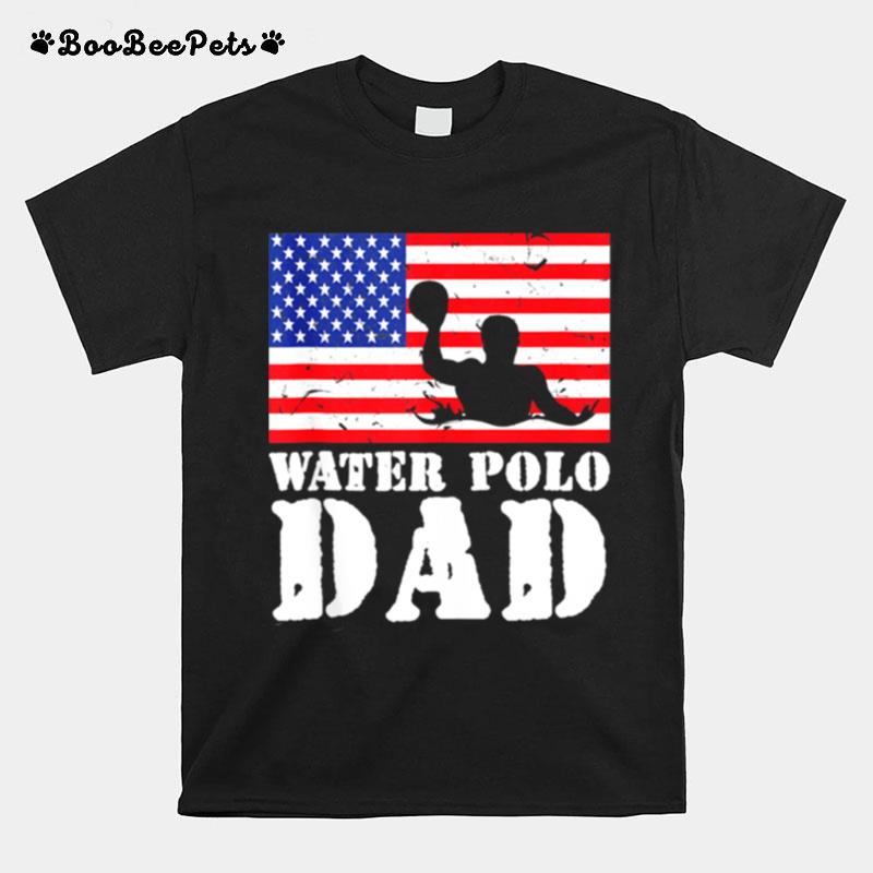 Usa American Distressed Flag Water Polo Dad T-Shirt