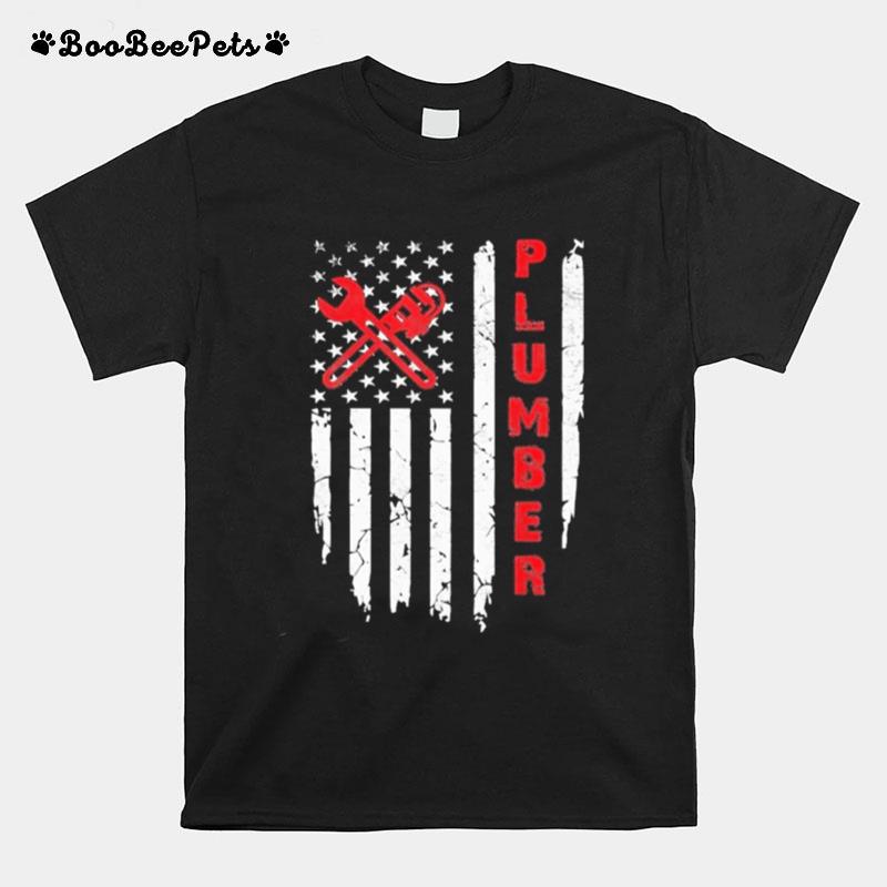 Usa American Flag Plumber T-Shirt