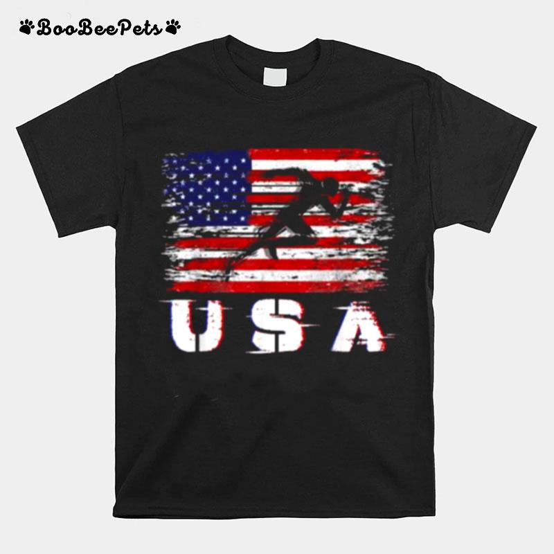 Usa American Flag Running T-Shirt