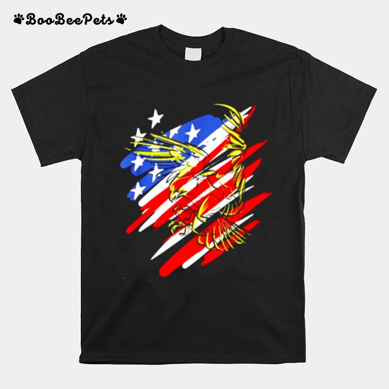 Usa Flag Red White And Blue With Eagle T-Shirt