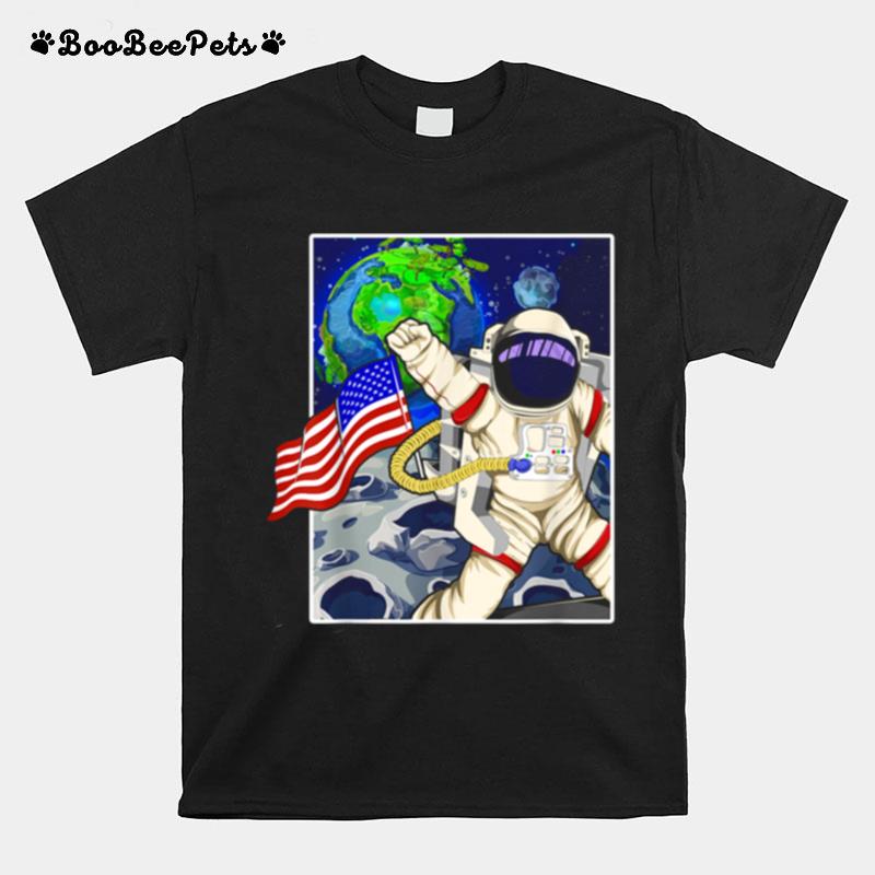 Usa Flagge Planet Mondlandung Space Erde Astronaut Weltall T-Shirt
