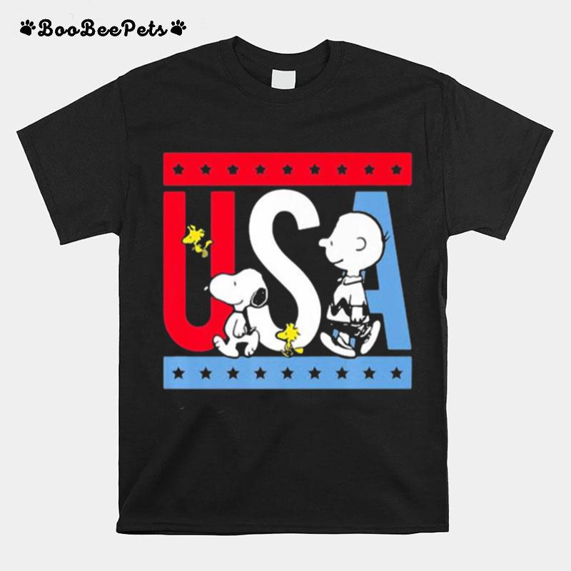 Usa Snoopy And Charlie Stars T-Shirt