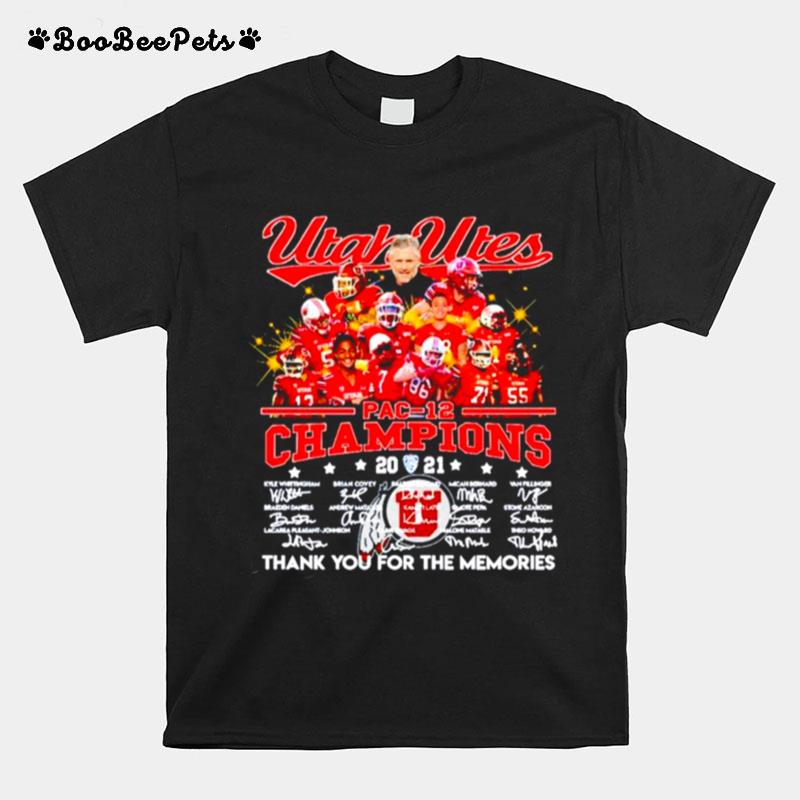 Utah Utes Pac 12 Champions Thank You For The Memories Signatures T-Shirt