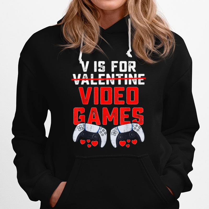 V Is For Video Games Valentines Day Boys Hoodie