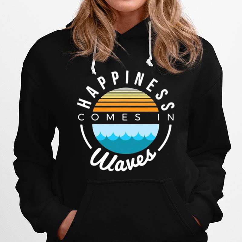 Vacation Novelty Happiness Comes In Waves Vintage Hoodie