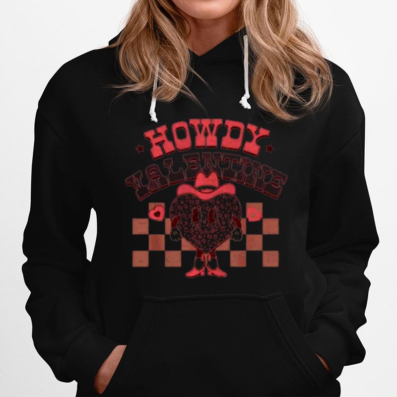 Valentines Day Heart Retro Groovy Howdy Valentine Leopard Official Hoodie