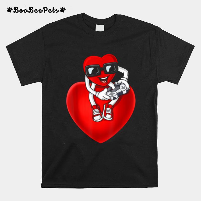 Valentines Day Heart Video Gamer Controller T-Shirt