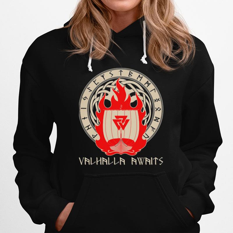 Valhalla Awaits Viking Logo Hoodie