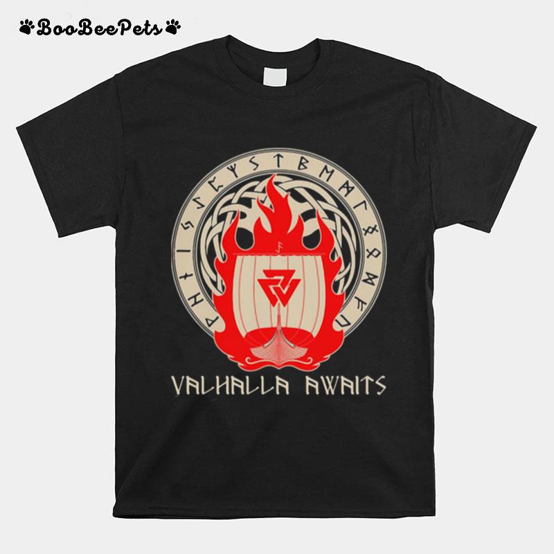 Valhalla Awaits Viking Logo T-Shirt