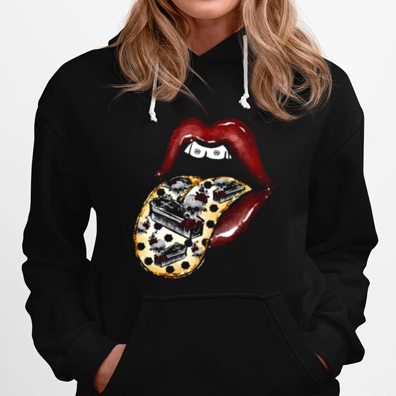 Vampire Leopard Print Lips Fall Halloween Pullover With Skeletons Hoodie