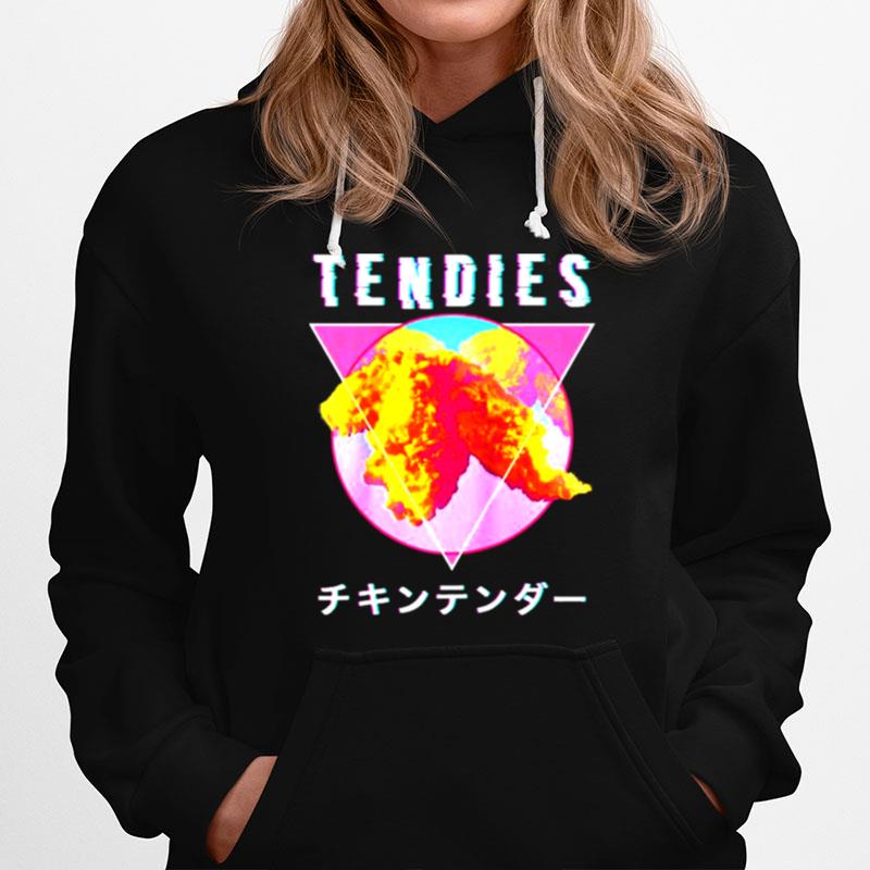 Vaporwave Tendies Chicken Tenders Japanese Kanji Glitch Art Hoodie