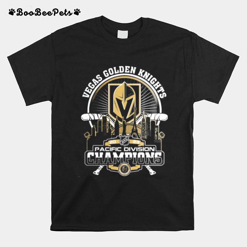 Vegas Golden Knights 2023 Pacific Division Champions City Skyline T-Shirt