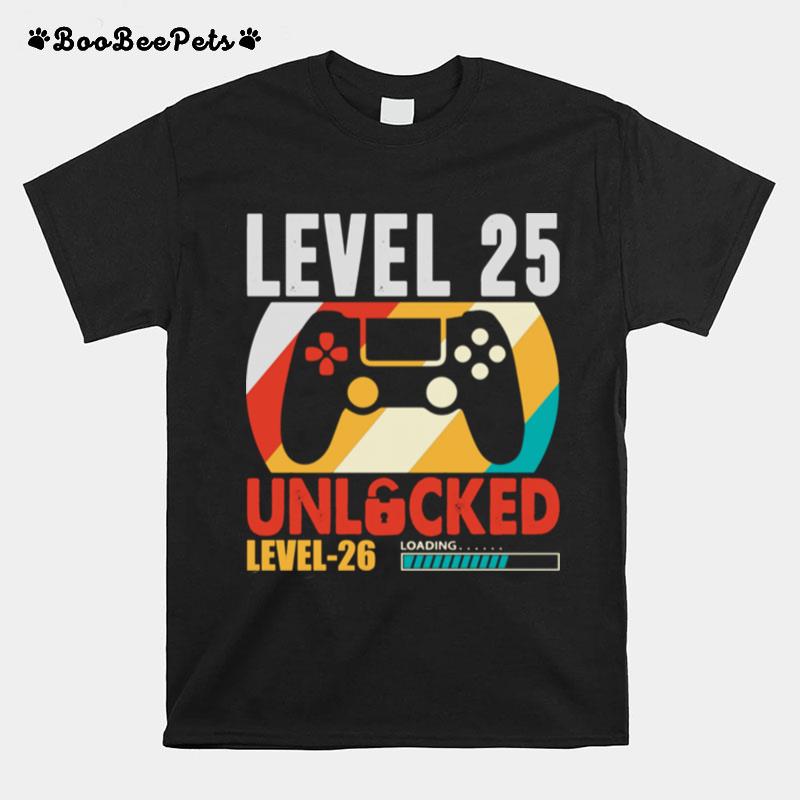Video Gamer 25 Years Old 25 Birthday Level 25 Unlocked T-Shirt