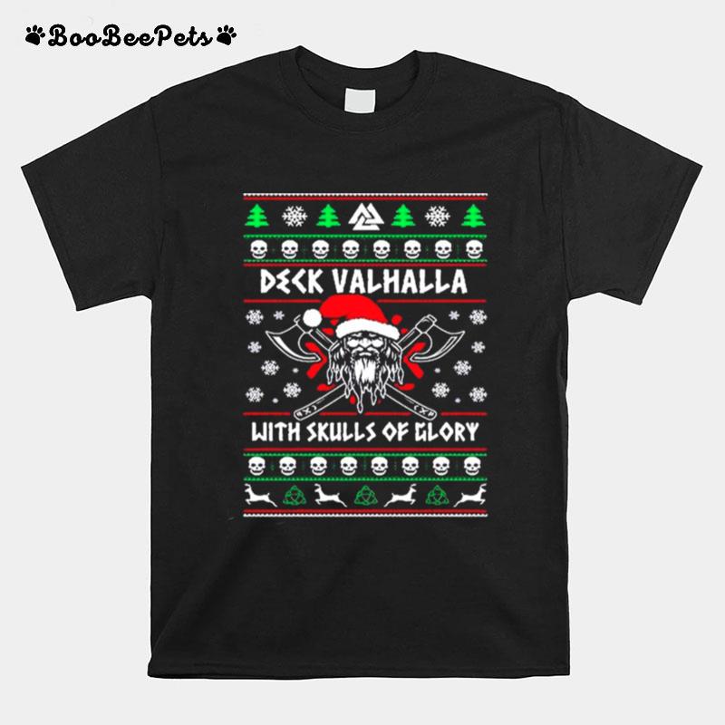 Viking Deck Valhalla With Skulls Of Glory Christmas T-Shirt