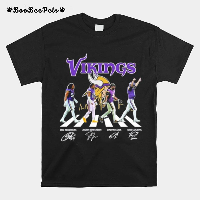 Vikings Eric Kendricks Justin Jefferson Dalvin Cook And Kirk Cousins Abbey Road Signatures T-Shirt