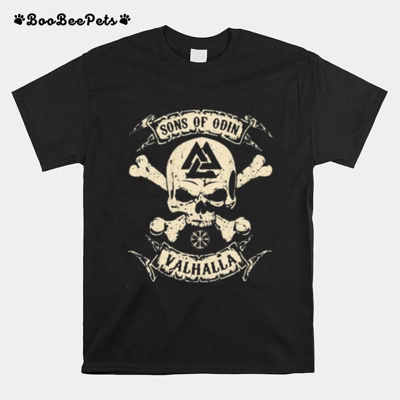Vikings Skull Sons Of Odin Valhalla Vintage T-Shirt
