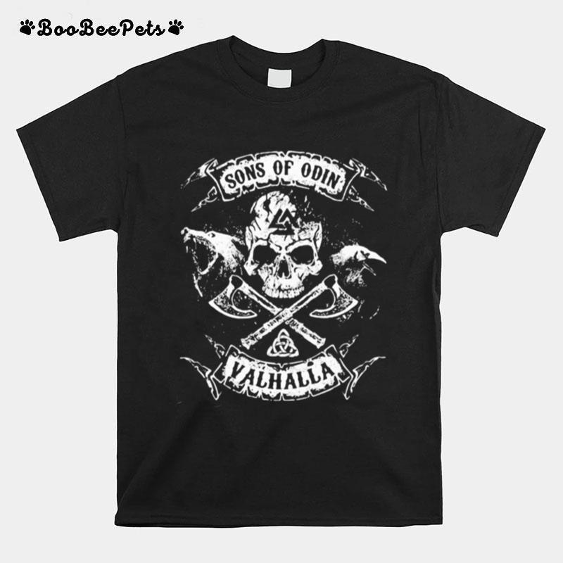 Vikings Skull Sons Of Odin Valhalla T-Shirt