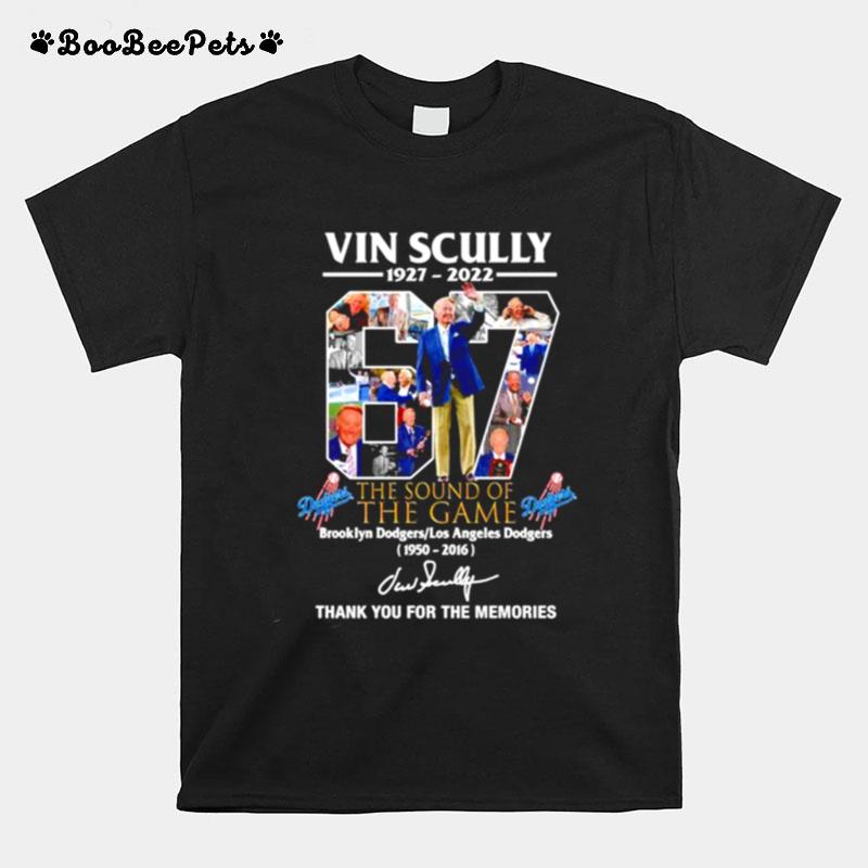 Vin Scully 1927 2022 The Sound Of The Game Brooklyn Dodgers Thank You For The Memories T-Shirt