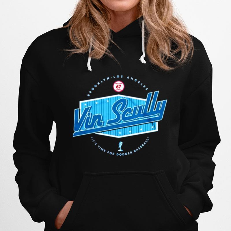 Vin Scully Its Time For Dodgers Baseball In Scully Microphone Merch Hoodie