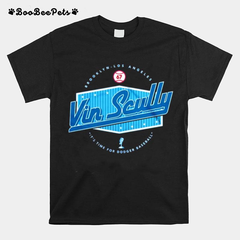 Vin Scully Its Time For Dodgers Baseball In Scully Microphone Merch T-Shirt