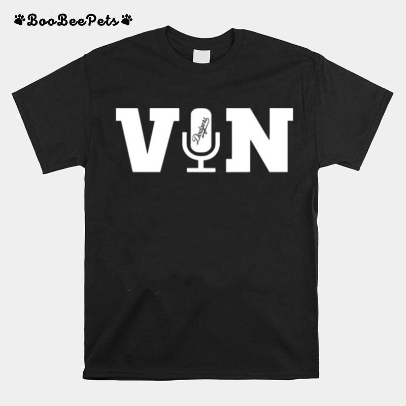 Vin Scully Microphone Dodgers 2022 T-Shirt