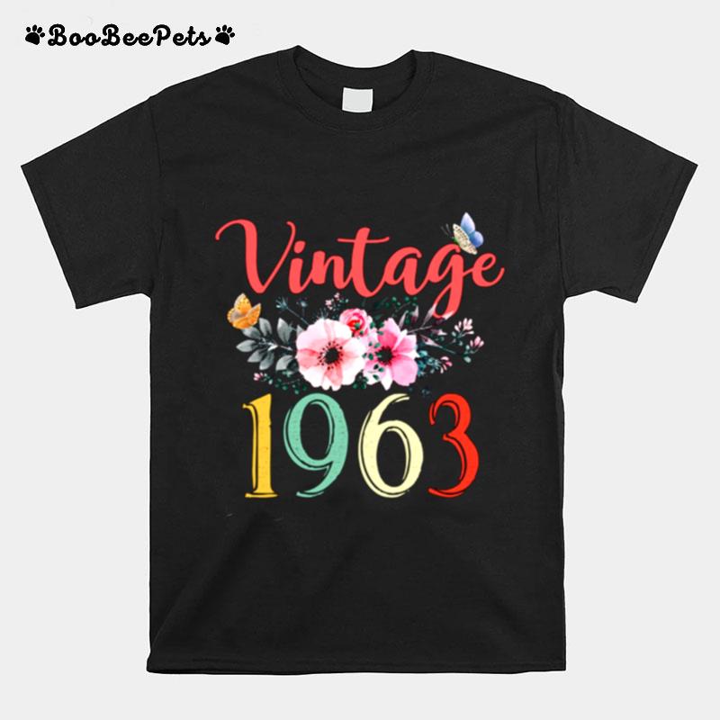 Vintage 1963 Floral 58Th Birthday Awesome Since 1963 T-Shirt