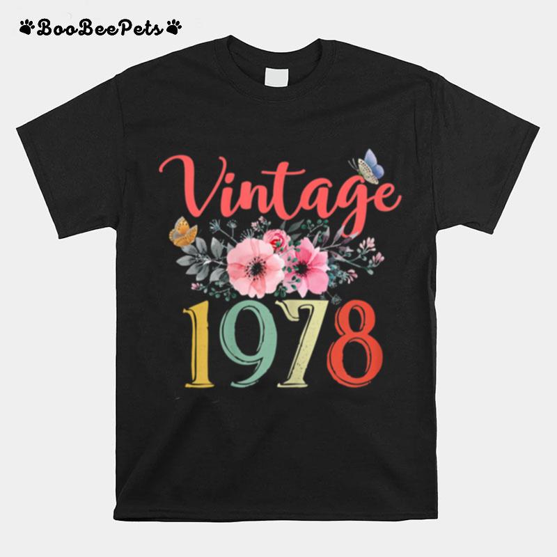 Vintage 1978 Floral 43Rd Birthday Awesome Since 1978 T-Shirt