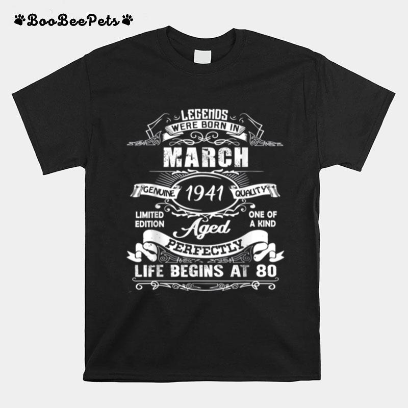 Vintage 80 Years Old March 1941 80Th Birthday Ideas T-Shirt