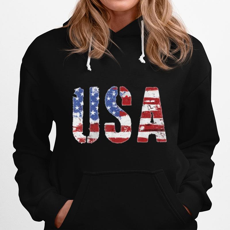 Vintage American Flag Usa 4Th Of July Hoodie