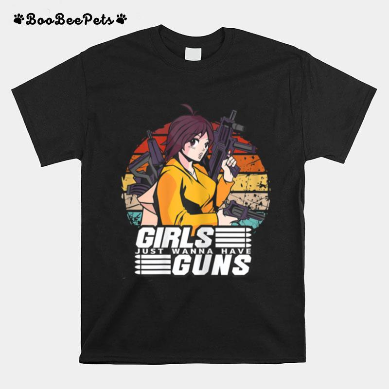 Vintage Anime Girls Just Wanna Have Guns Manga T-Shirt