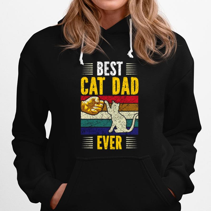 Vintage Best Cat Dad Ever Gold Personalized Cat Dad Hoodie