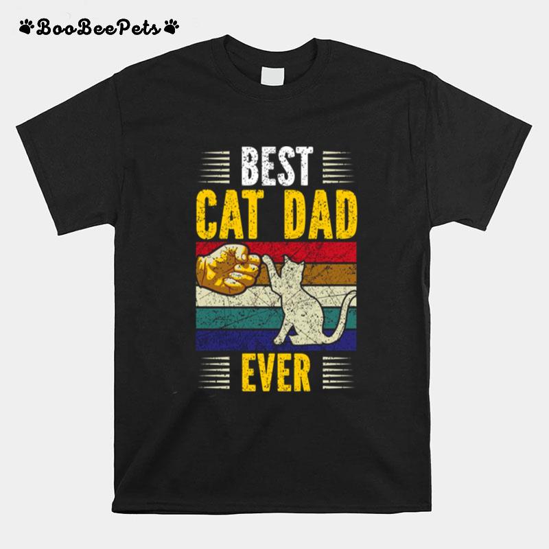 Vintage Best Cat Dad Ever Gold Personalized Cat Dad T-Shirt
