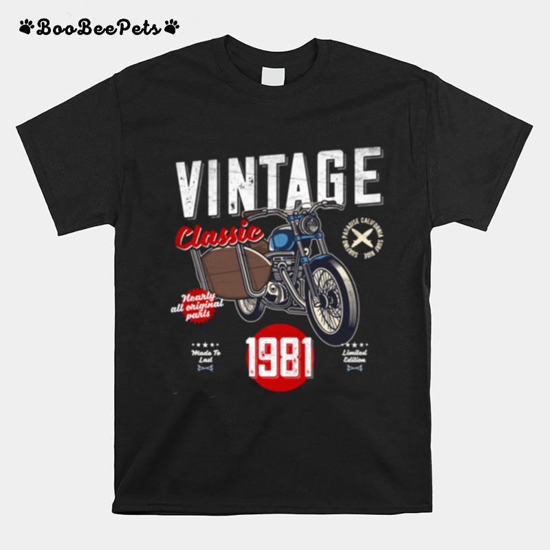 Vintage Born 1981 40Th Birthday Retro Motorbike T-Shirt