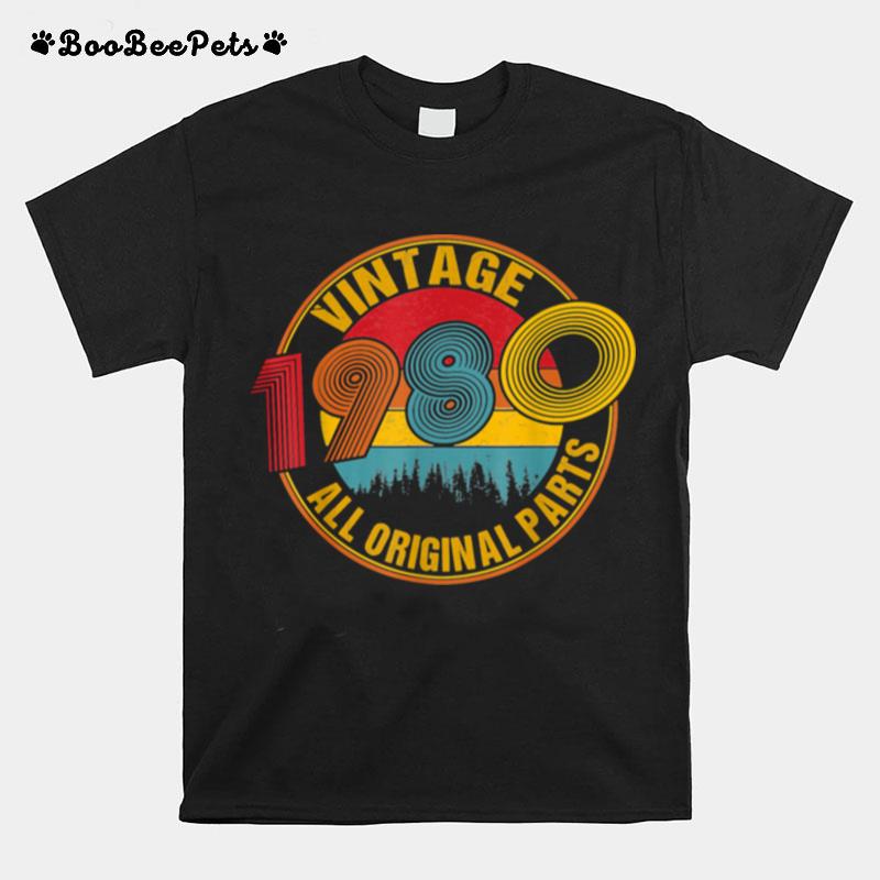 Vintage Born In 1980 Birthday Celebration Idea Retro Sunset T-Shirt