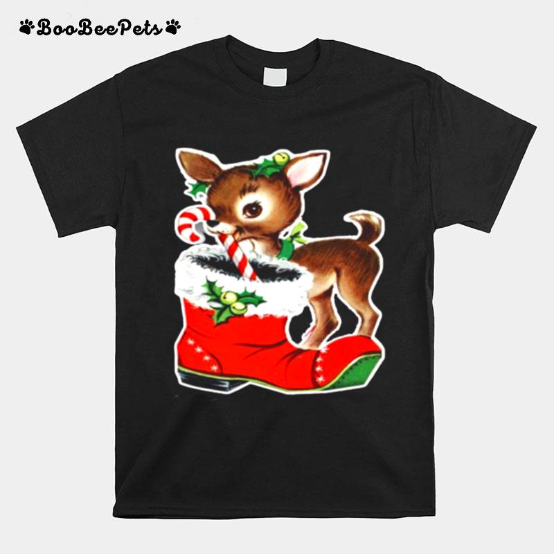 Vintage Cute Reindeer Holiday T-Shirt
