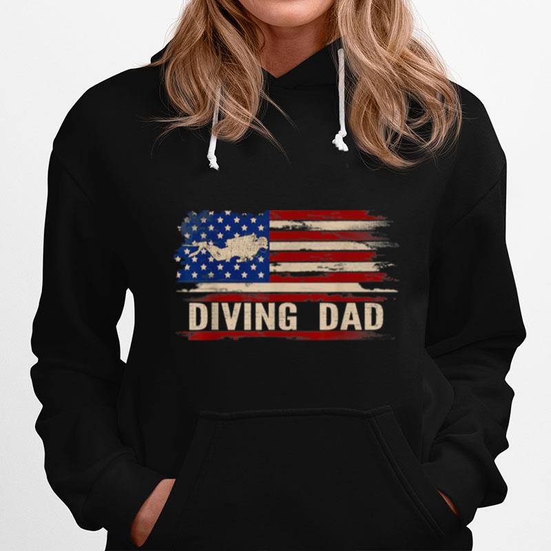 Vintage Diving Dad American Usa Flag Scuba Divingdiver Hoodie