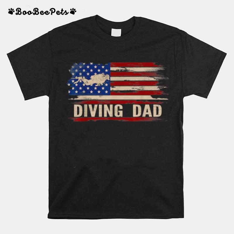 Vintage Diving Dad American Usa Flag Scuba Divingdiver T-Shirt
