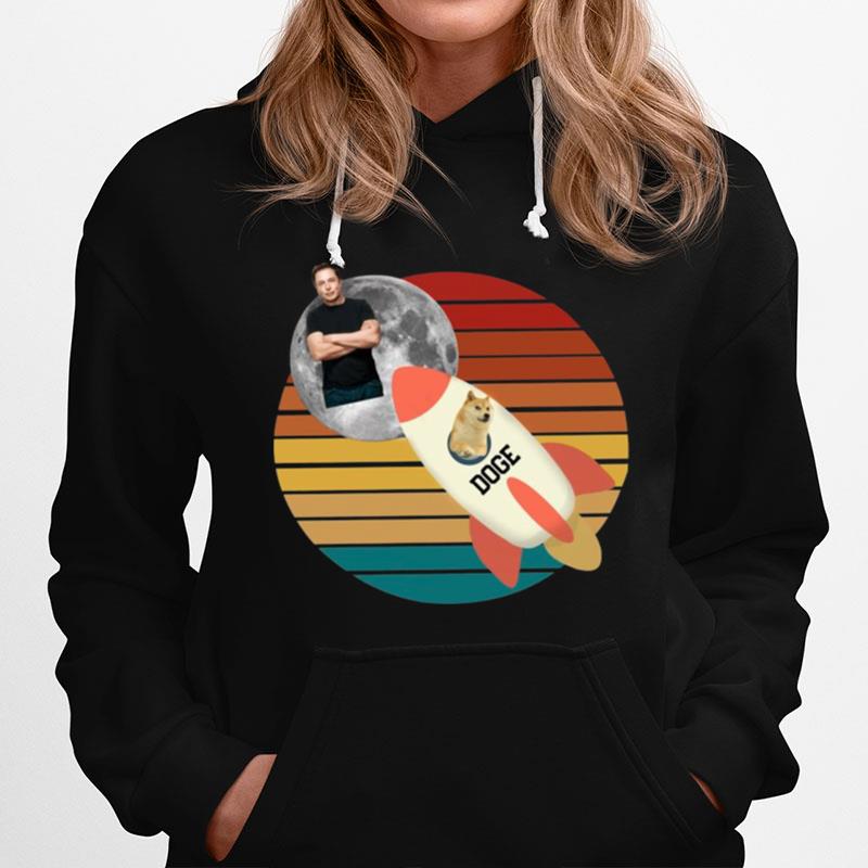 Vintage Elon Musk With Dogecoin To The Moon Hoodie