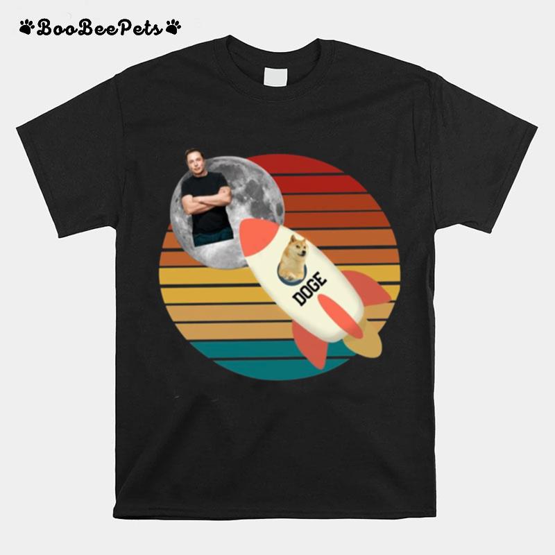 Vintage Elon Musk With Dogecoin To The Moon T-Shirt