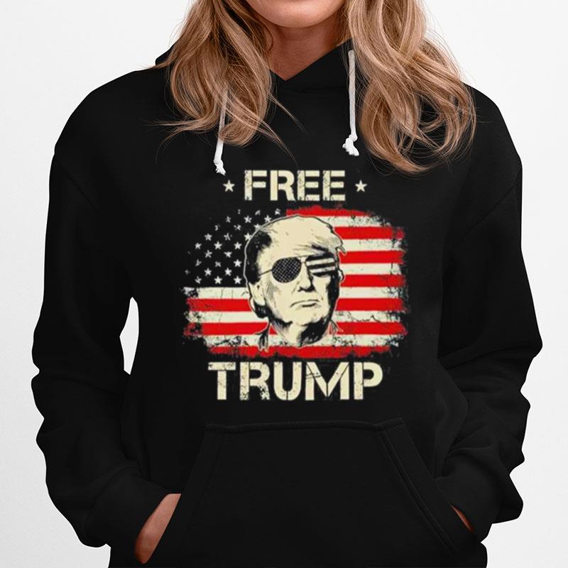 Vintage Free Trump American Flag Hoodie