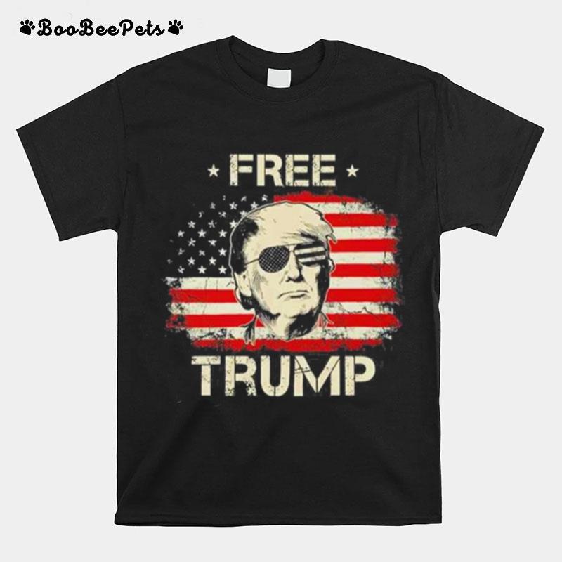 Vintage Free Trump American Flag T-Shirt