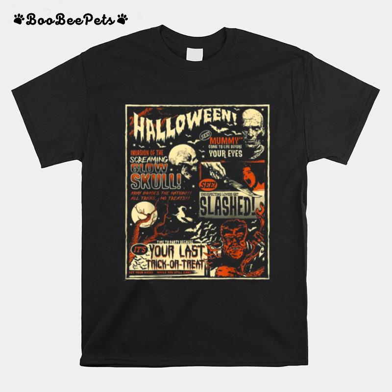 Vintage Horror Movie Poster Terror Old Time Halloween T-Shirt