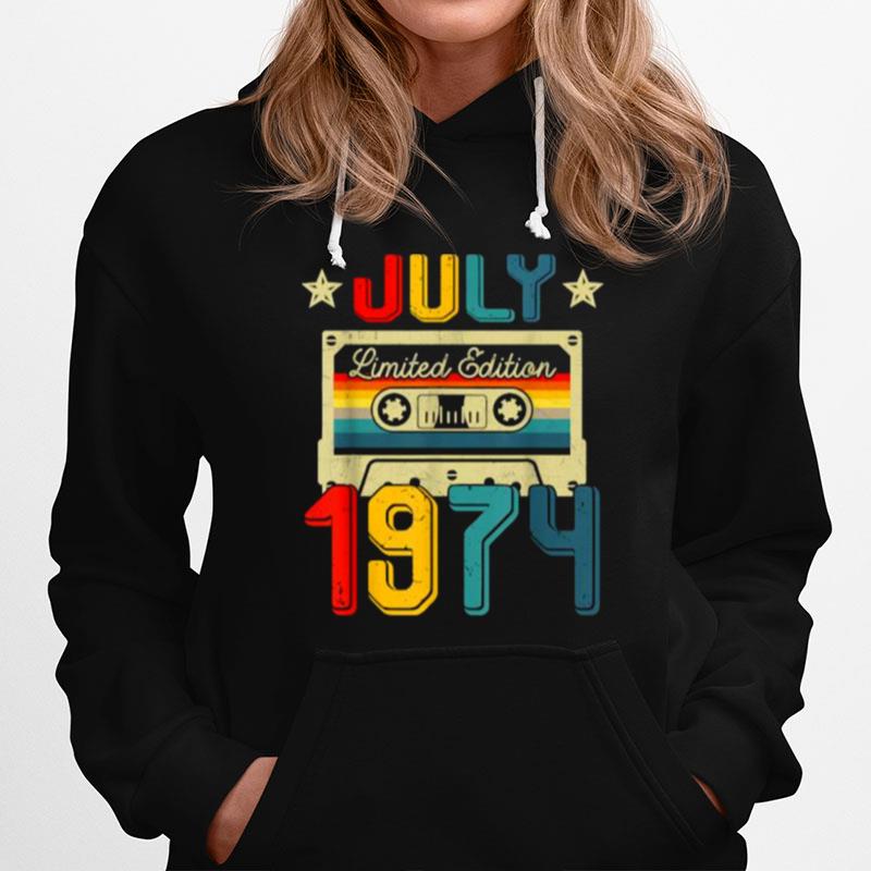 Vintage July 1974 Limited Edition Cassette Tape 47Th Birthday Decoration Hoodie