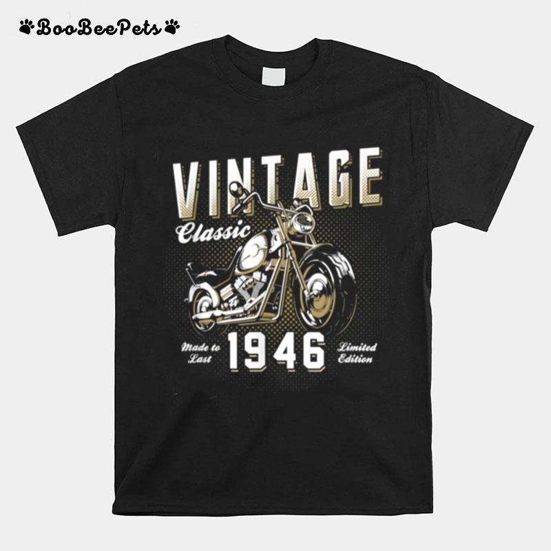 Vintage Motorcycle Born 1946 Classic Motorbike Birthday T-Shirt