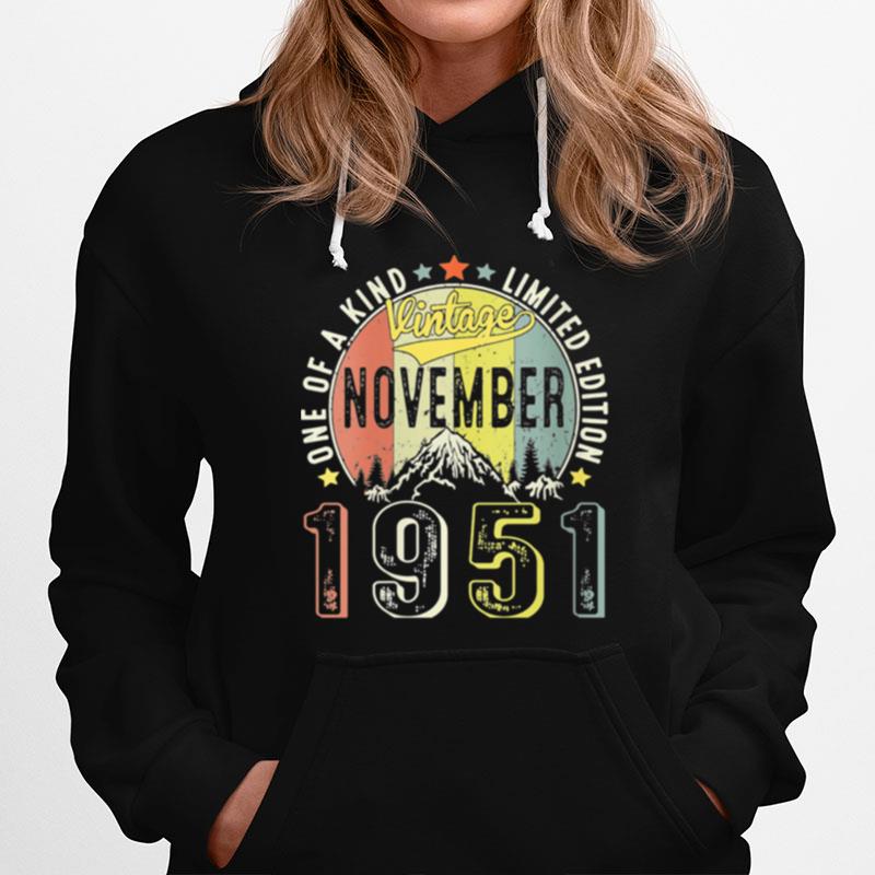 Vintage November 1951 Retro 70Th Bday 70 Years Hoodie