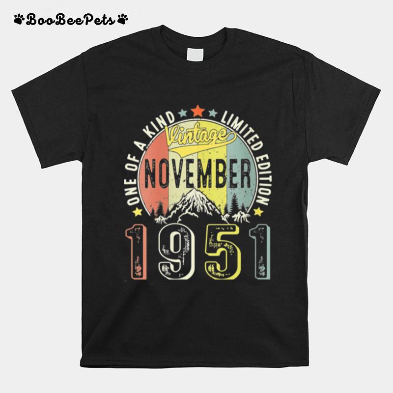 Vintage November 1951 Retro 70Th Bday 70 Years T-Shirt