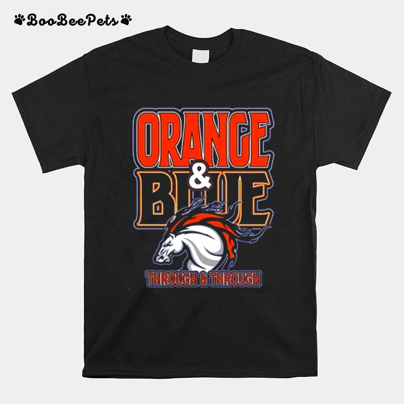 Vintage Orange And Blue Navy Sports Retro American Denver Football T-Shirt